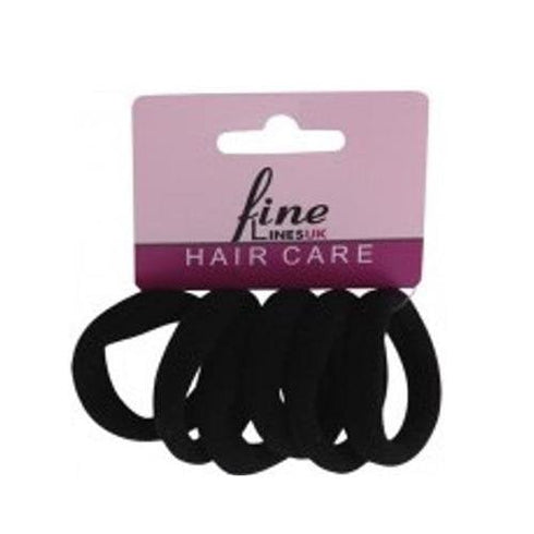 Fine Lines 6 Packs Elastic Ponytail Band Black # 6005B