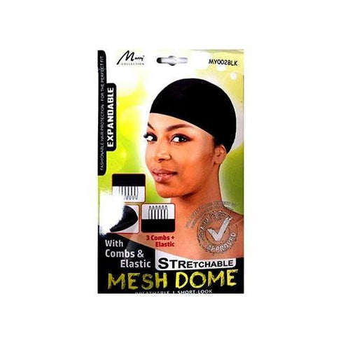 Murry Collection Stretchable Mesh Dome Cap With Combs & Elastic # My002BLK
