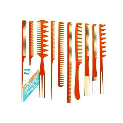 Stella 10 Pieces Comb Set Brown Colour #24260BON