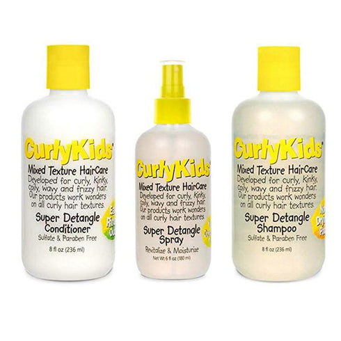 Curly Kids Detangle Shampoo Detangle Conditioner Detangling Spray Set