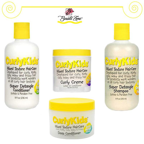 Curly Kids Super Detangle Shampoo Super Detangle Conditioner Curly Creme Conditioner Curly Deep Conditioner Set