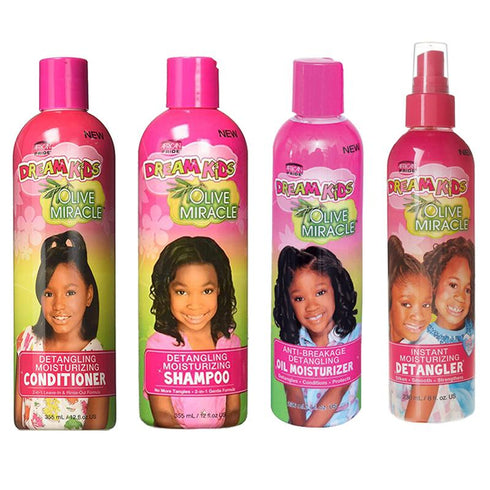 Dream Kids Olive Miracle Conditioner Olive Miracle Shampoo Oil Moisturizer Miracle Detangler Set