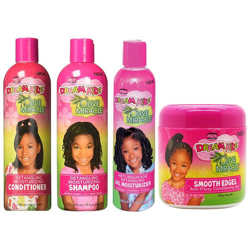 Dream Kids Olive Miracle Conditioner Olive Miracle Shampoo Oil Moisturizer Smooth Edges Set