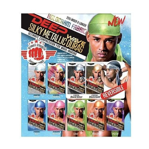 Magic Collection Deep Wave Silky Metallic Durag Reversible