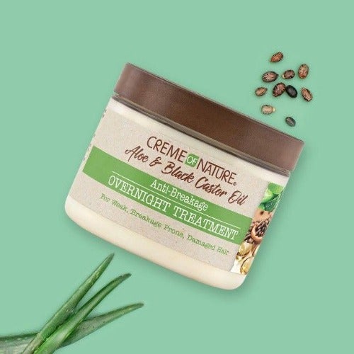 creme of nature aloe and black castor oil Creme of Nature Aloe & Black Castor Oil Anti-Breakage Overnight Treatm –  Beautyholic UK