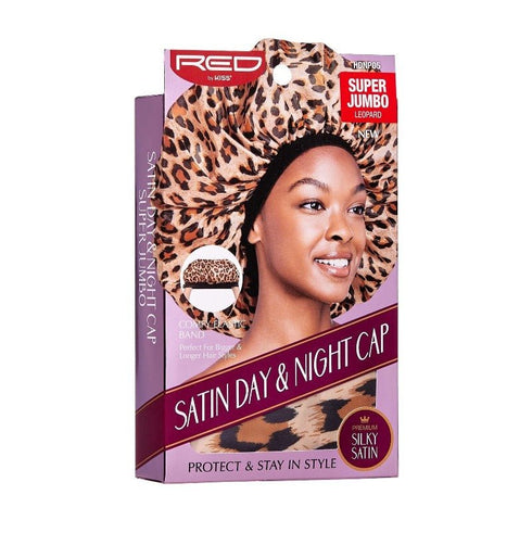 RED BY KISS SATIN DAY & NIGHT CAP - LEOPARD SJ (HDNP05)