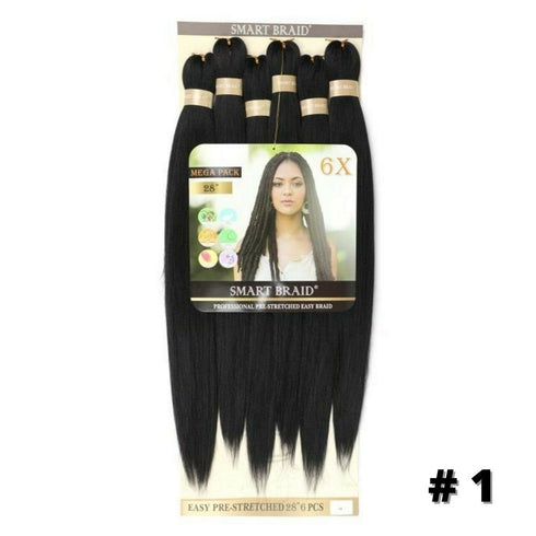 Smart Braid 10X PACK 28" Pre-Stretched l Pre-Plucked l Pre-Pulled Easy Braid Hair