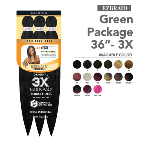 Spetra EZ Braid 36" - 3X Value Pack Pre Stretched Braiding Hair