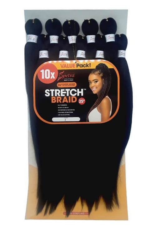 Spetra/Spectra Braid Pre Stretched Braiding Hair 25" - 10 PACK BUNDLE
